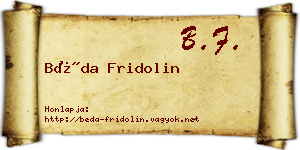 Béda Fridolin névjegykártya